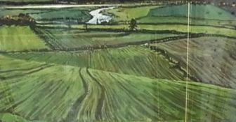 Acrylic 
Daniel Dahl 
Northumberland, "The Tyne from Alnwick", circa 1994, 20 x 32cm