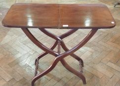 Nineteenth century mahogany rectangular top coaching table, with central rule, joint hinges, to