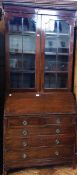 Reproduction Georgian style glazed bureau bookcase, with beaded pediment, the pair of astragal