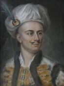 Pastel
Saunders after John Vanderbank
Bust portrait of a young gentleman in oriental costume and