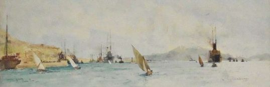 Watercolour drawing
Charles Edward Dixon (1872-1934)
'Gibraltar - Looking towards the African Shore'