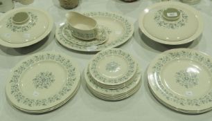 A Royal Doulton Galaxy pattern part dinner service comprising six dinner plates, six dessert plates,