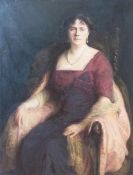 Oil on canvas 
Rose D. Bonnor
Half-length portrait of Mabel Dyke Dennis of Newhall, Ruabon, Wales (