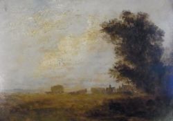 Oil on panel 
Joseph Murray Ince (1806-1859) 
Haymaking, signed, 24 x 34cm