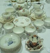 Royal Worcester "Roanoke" part tea service, handpainted floral decoration, eight cups, together with