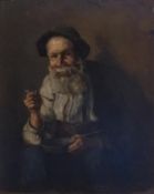 Oil on board
Joseph Gruber
Portrait of a bearded man eating from a saucepan, signed, 40.5 x 33cm