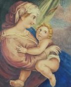 Watercolour drawing
After Sir Joshua Reynolds
Madonna and child, gilt label "Madonna and Child in