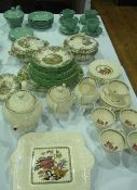 A green glaze Woodsware Bryl pattern part breakfast set to include seven bowls, five side plates,