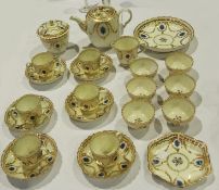 Late 18th/early 19th century possibly Worcester, part china tea service, decorated with gilt husks