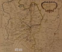 Handcoloured map 
Robert Morden
"Huntingtonshire", 42 x 46 cm and a
Map 
"The County of Buckingham",