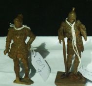 Pair continental miniature carved boxwood model soldiers, 10.5 cm high