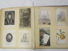 Victorian scrap book, forty five various engravings, eighteen early colour Christmas and greetings