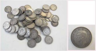George VI silver shillings (75), all ex-circulation, all fine or better