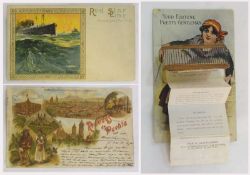 Fourteen postcards, Mexico (1903), Gruss-Aus, Ecuador (1899), shipping Red Star Line, American Line,