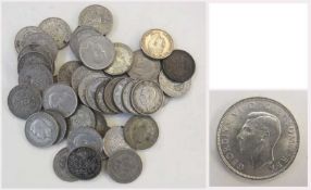 George VI silver florins, 1937 (5), 1938 (2), 1939 (3), 1940 (8), 1941 (3), 1942 (8), 1943 (4), 1944
