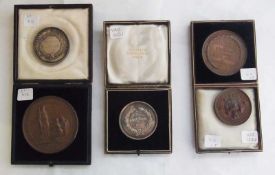 Five nineteenth century medals, two white metal, "Royal College of Surgeons, Ireland" dated 1875,