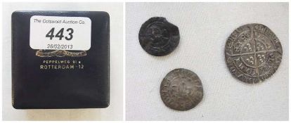 Fifteenth century groat and two others, possibly Henry VII, found near Thornbury castle, (3)