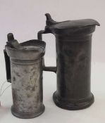Two nineteenth century continental measures, litre and demi-litre, both with square handles