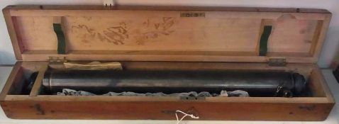 Cased Ross of London telescope, possibly marine, no. 67509, with end caps for night and day use