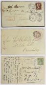 Postal History: 1878 envelope to Sapperton, 1d plate 185, undelivered with three different