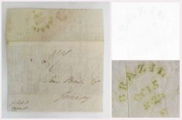 Postal History: 1829 prices current from Rio de Janeiro to Guernsey, "per Cygnet", fine green