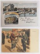 Twelve Gruss-Aus postcards, mostly used, topographical eastern European 1897-1908, Braila, Libyan,