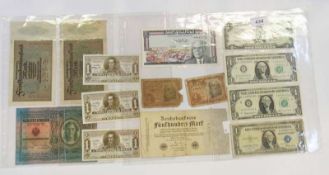 USA $2 series 1963, $1 series 1935, $ series 1963 (2), Germany, inflation period Reichbank May 1923,