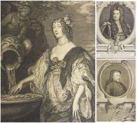 Large quantity old engravings and etchings, including:- 
"Lucia, Comitissa de Carlile", 
After Van