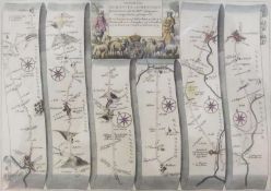 Strip Map -  John Ogilby "The Road Glocester to Coventry", in mount and "The Road from London to