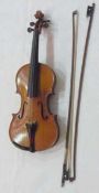 WITHDRAWN - Violin labelled Stefanini Guiseppe, Lugo 1957, with bow stamped, P. Hel. A. Lille and