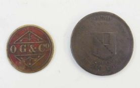 Birmingham Workhouse penny, 1814, rare, fair to fine, Garrett 6d token, very fine
