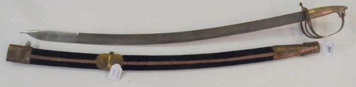 Indian decorative sword, with blue velvet covered scabbard