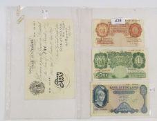 Bank of England, white Â£5 note, London 20th September 1945 signed K.O. Peppiatt, slight