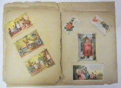 Victorian scrap book, seventy five early American colour business cards, including John Wanamaker,