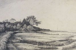 Original etching
Harold Thornton 
"Roman Landing, Sussex", signed in pencil, unframed, 25 x 34cm