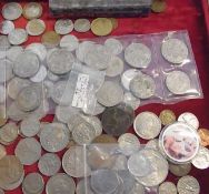 Box with perspex top containing miscellaneous coins of the world, most twentieth/twenty-first