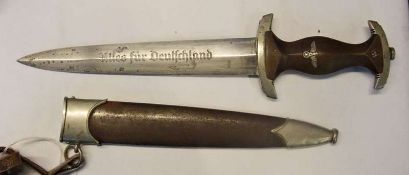 WWII German SA dagger inscription to blade "Alles fur Deutchland" and Carl Eickhorn SN, with leather