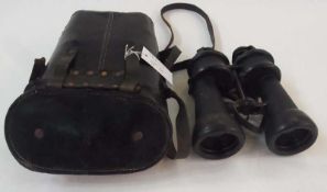 Late WWII German binoculars, made by Leitz (BEH) 7x50, rubber armoured, possibly Krigsmarine