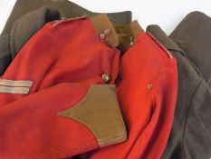Red army coat, together with two greatcoats, (3)