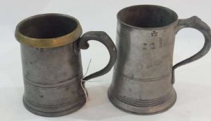 Nineteenth century pewter quart tankard, with excise mark GRIV, labelled "Imperial Standard",