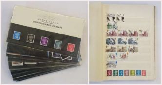 Album of GB stamps and a box of loose stock cards with various stamps