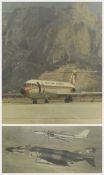 Two prints
Fighter jets and another colour print "BAC 1-11 PALERMO", signed K. Lang, (3)