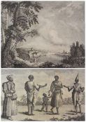 Five engravings 
F. Garden
"Habits of the Siamese", "Bornean town upon a River", "A Greek Man and