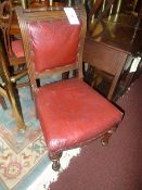 A Victorian mahogany hall chair together with a side chair in faux leather [2]