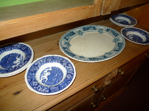 A set of eight Adams Ironstone English scenic pattern bowls together with a Corinth  opaque china