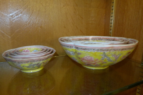 A graduated set of porcelain bowls