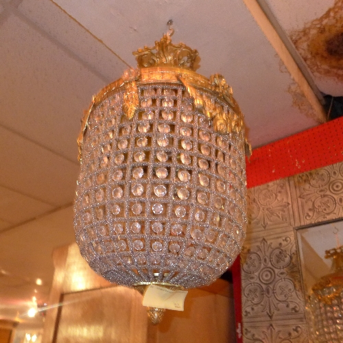 A pineapple form cut glass hanging light H 66 cm