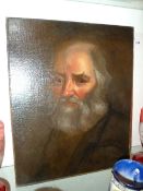 A C18th oil on canvas portrait of a bearded gentleman  W 40 x H 46 cm