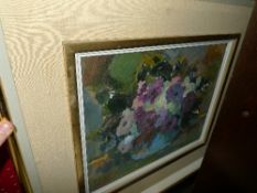 An oil on board of a still life scene within gilted frame W 39cm H 32cm