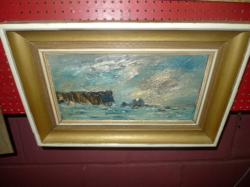 An oil on board `Below the Cliffs at Doolan, County Clare`